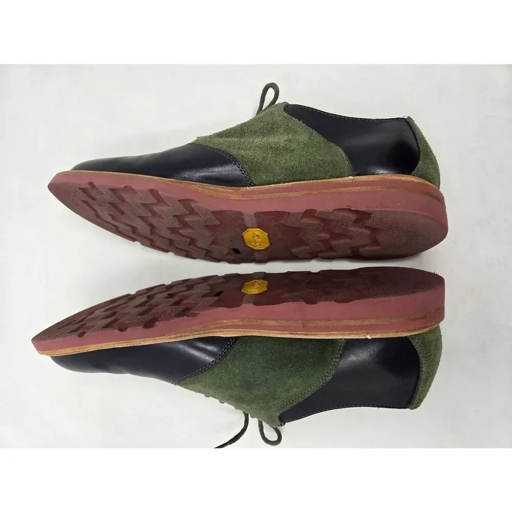 COLE HAAN CHRISTY WEDGE SADDLE BLACK GREEN SUEDE OXFORD SHOES 10 VIBRAM
